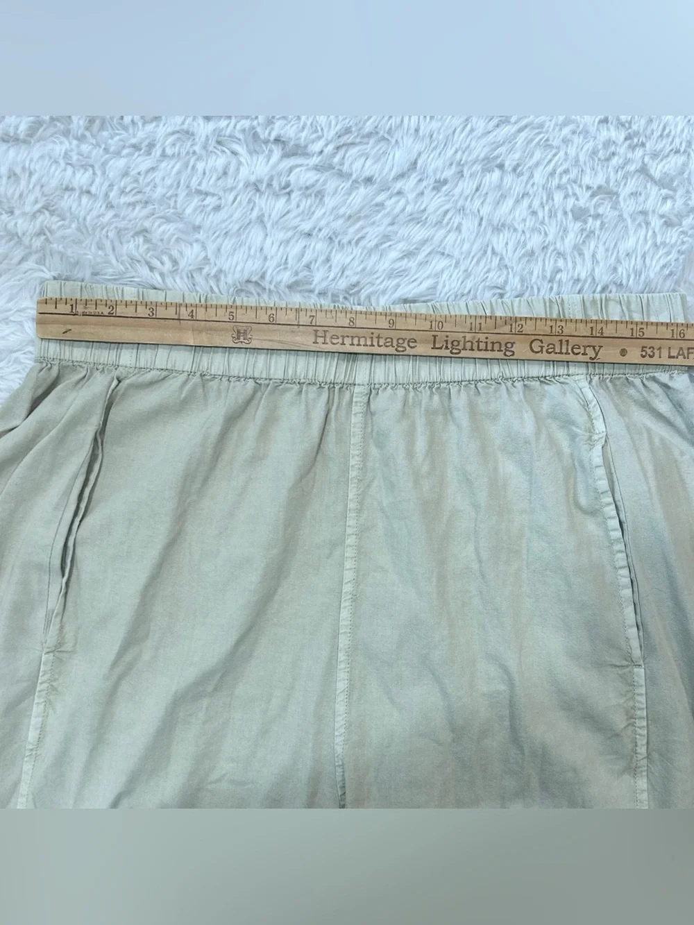 Free People Barrel Leg Elastic Waist Pants Large Beige Cotton Blend High Waist